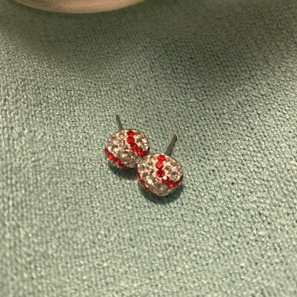 Cute shiny baseball earrings